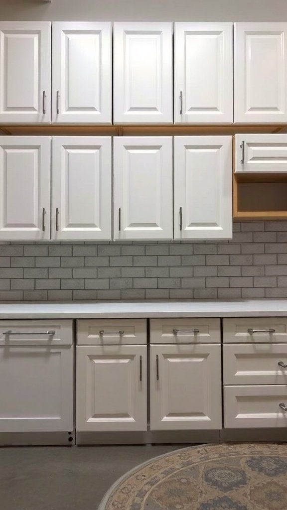 White kitchen cabinets with a modern design and subtle sheen