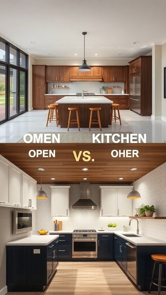 Comparison of open kitchen and closed kitchen designs