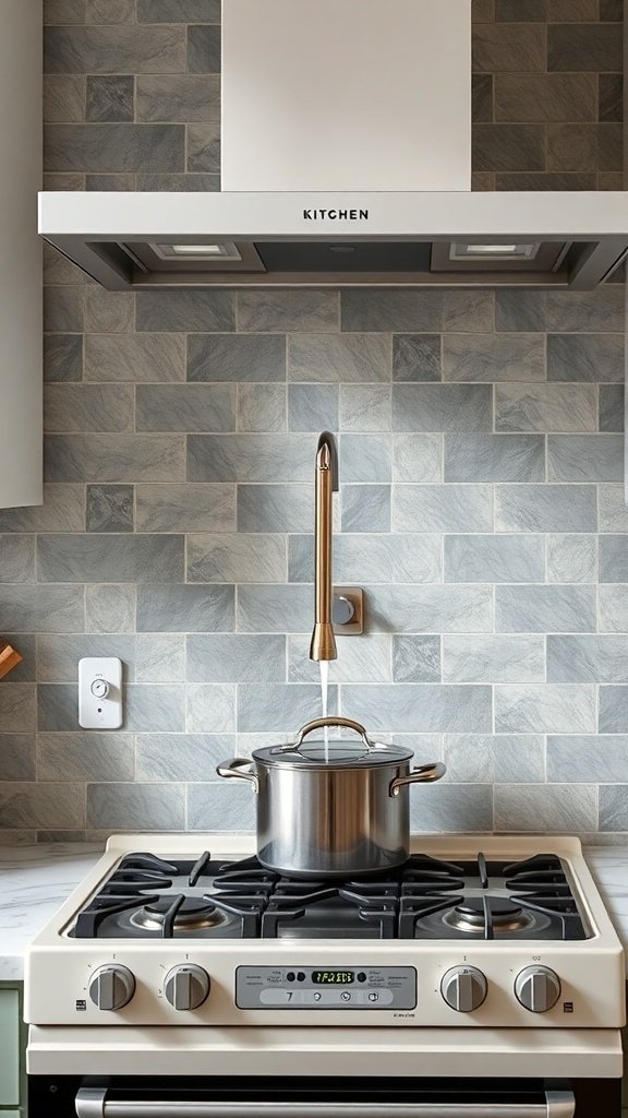Modern kitchen with a stylish pot filler above the stove