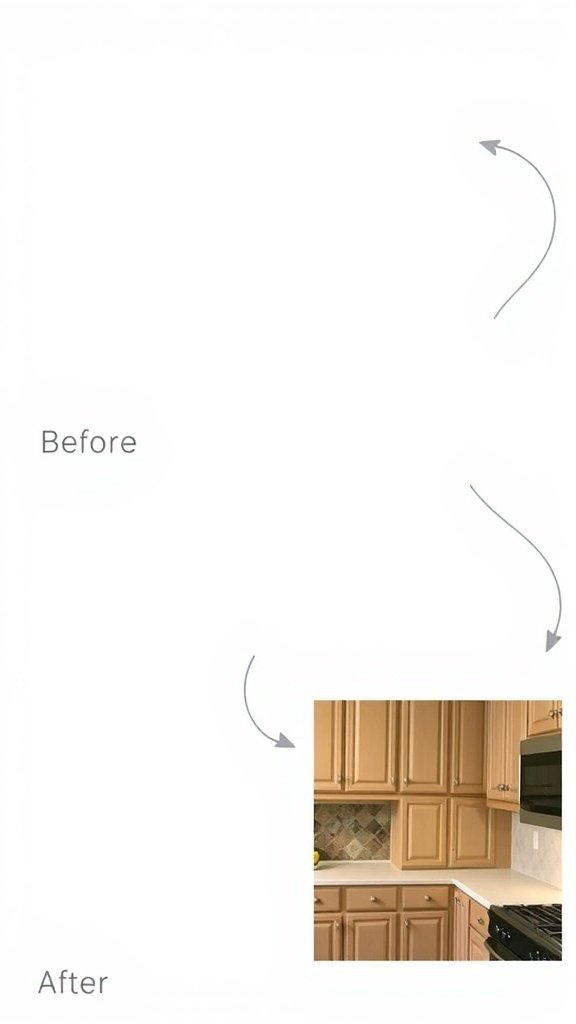 Before and after images of kitchen cabinet refacing