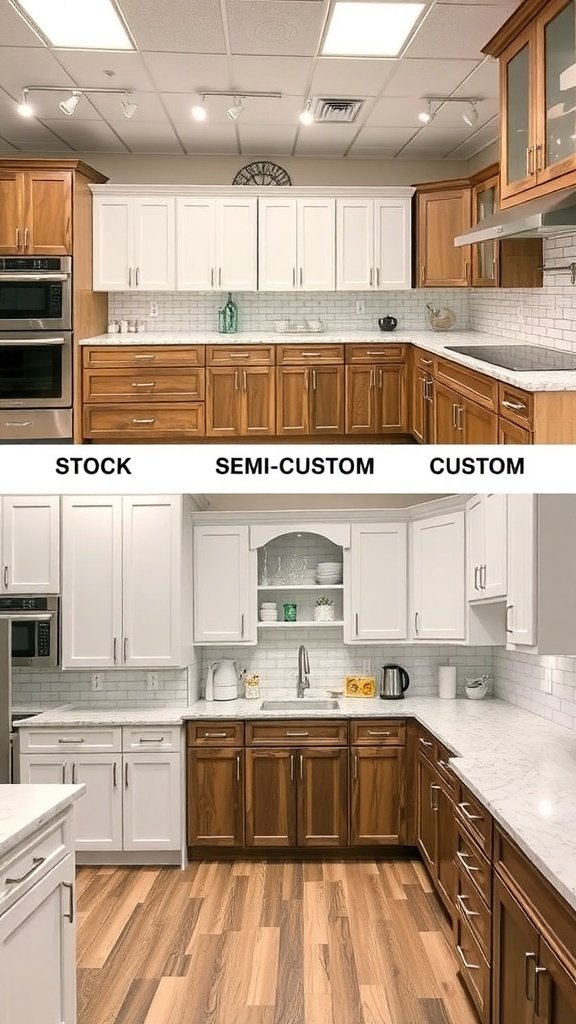 Comparison of stock, semi-custom, and custom kitchen cabinets
