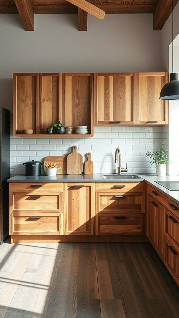 Eco-friendly wooden kitchen cabinets with a modern design