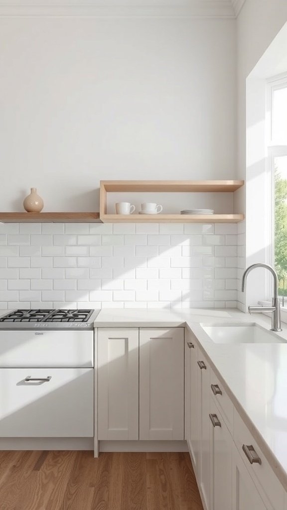 Modern kitchen featuring a sleek stainless steel sink, white cabinetry, and natural light from a window.