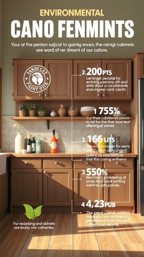 Infographic showing environmental impact statistics related to cabinet painting.