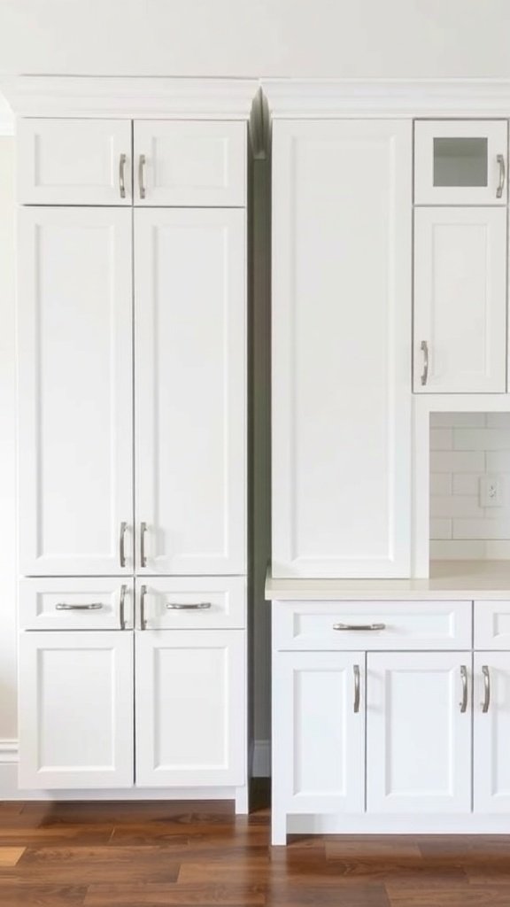 Comparison of Shaker and flat-panel white kitchen cabinets