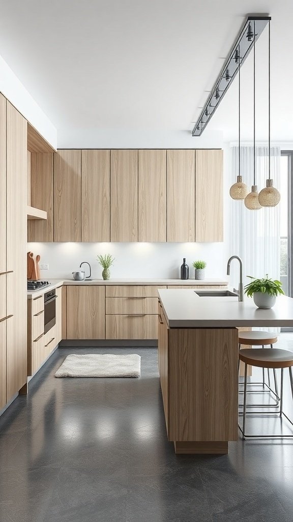 Modern kitchen with white oak cabinets and minimalist design
