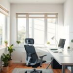 A bright, well-organized study room with natural light, plants, and minimalist decor showing the impact of thoughtful study room decor