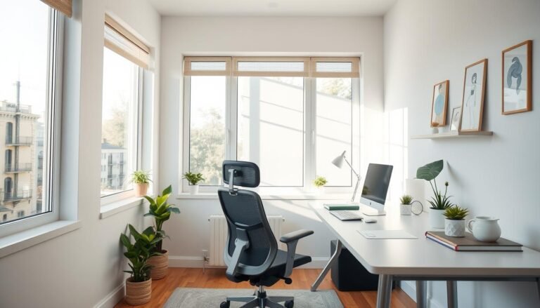 A bright, well-organized study room with natural light, plants, and minimalist decor showing the impact of thoughtful study room decor