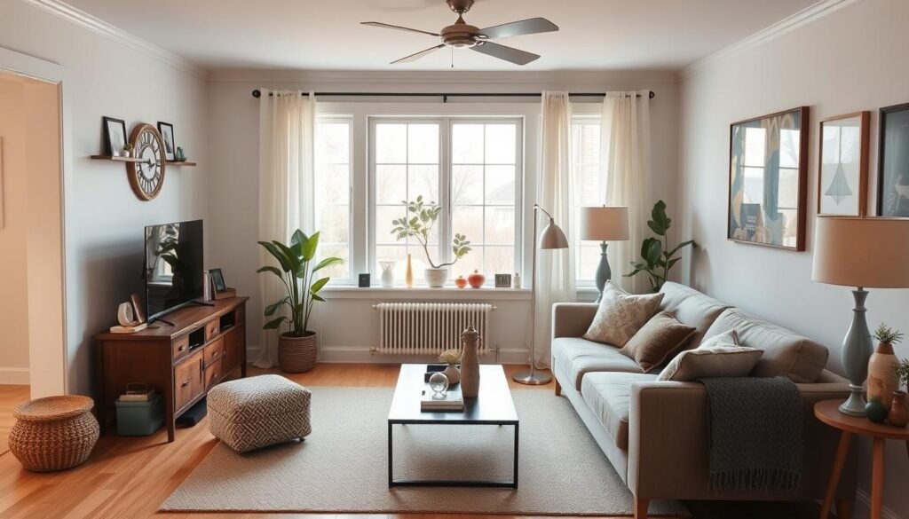 A personalized cozy living room that reflects the owner's style and preferences A personalized cozy living room that reflects the owner's style and preferences