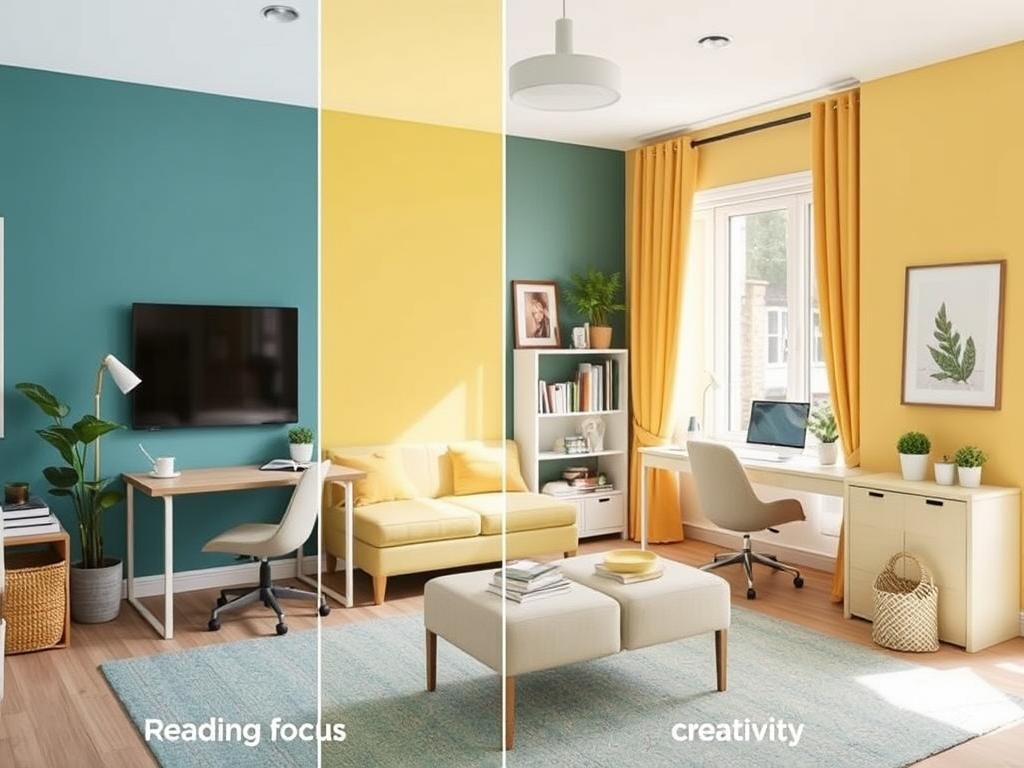 A study room with a carefully selected color palette demonstrating color psychology in study room decor