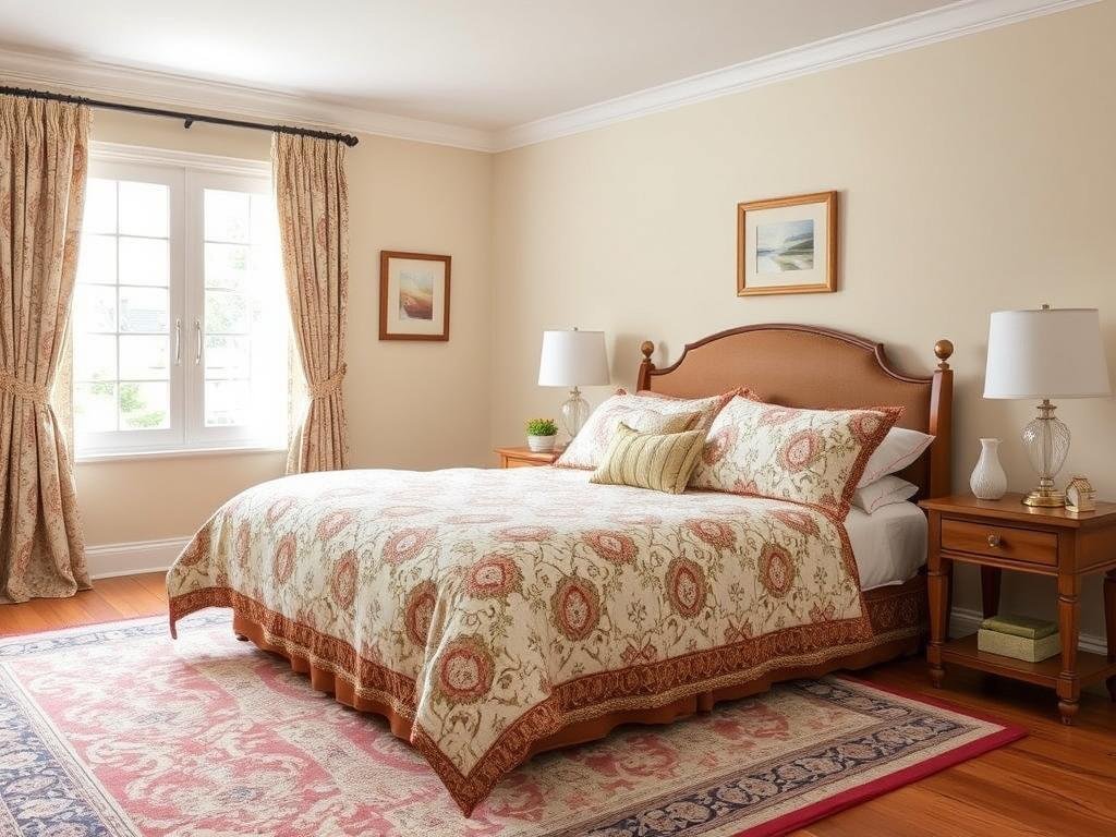 Aesthetic bedding with matching curtains and rug Aesthetic bedding with matching curtains and rug