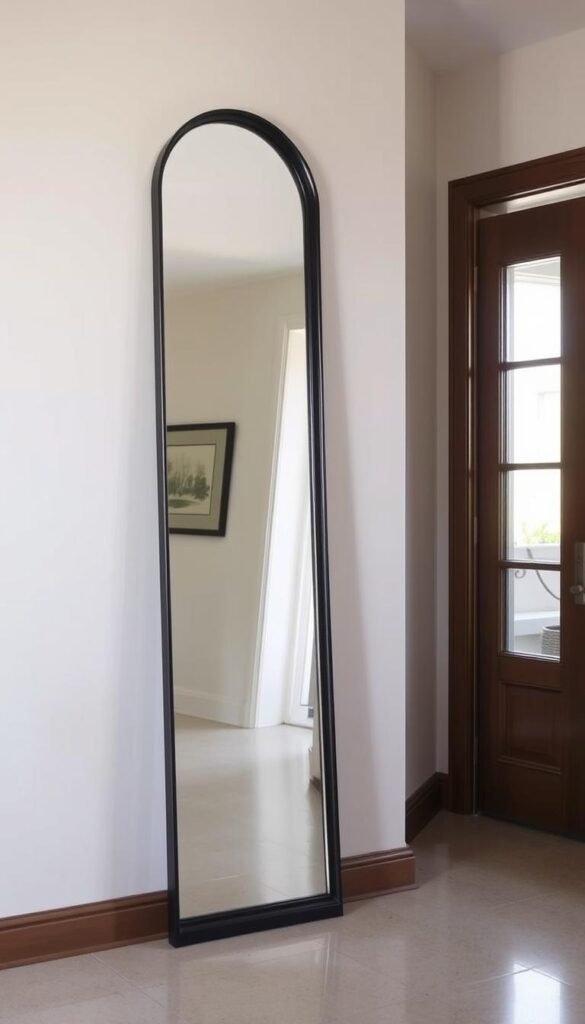 Arched mirror creating architectural detail in hallway Arched mirror creating architectural detail in hallway