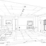 Architectural drawing of garage conversion plans with measurements and layout options