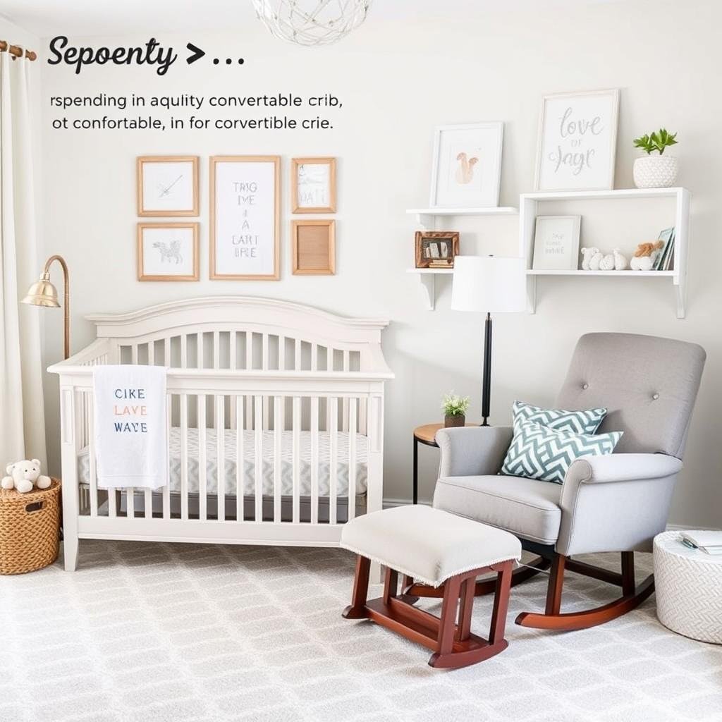 Baby room with strategic splurges on key items and budget-friendly accessories