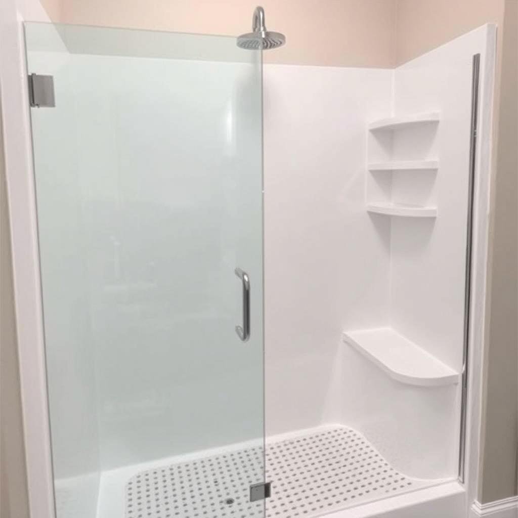 Bathroom remodel with acrylic or fiberglass shower surround Bathroom remodel with acrylic or fiberglass shower surround