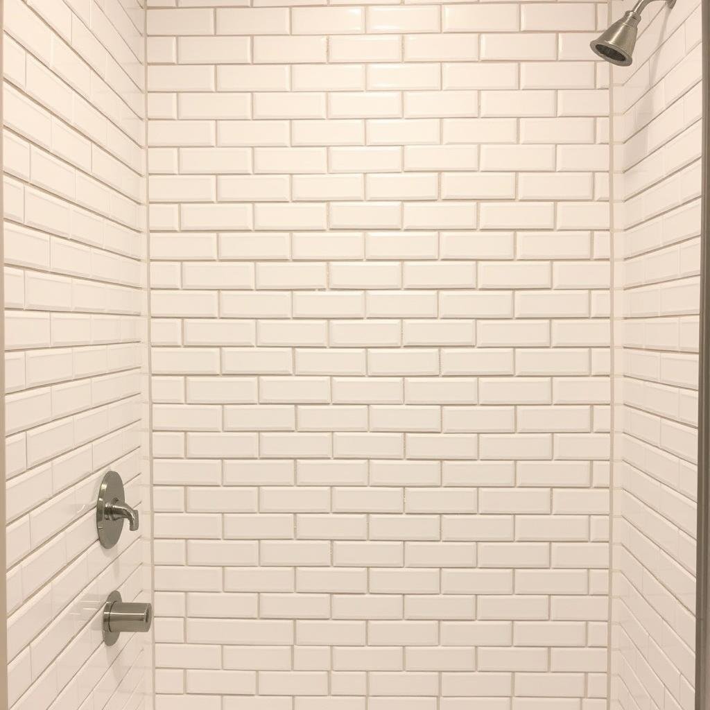 Bathroom remodel with ceramic subway tile shower walls Bathroom remodel with ceramic subway tile shower walls