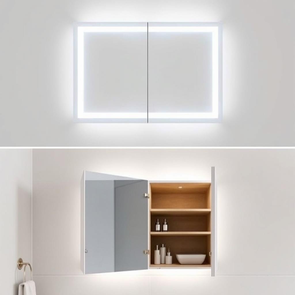 Bathroom remodel with recessed medicine cabinet and lighting Bathroom remodel with recessed medicine cabinet and lighting