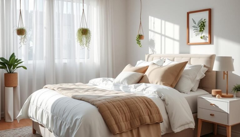 Beautifully styled bedroom with layered textures, ambient lighting, and personalized room decor bedroom elements