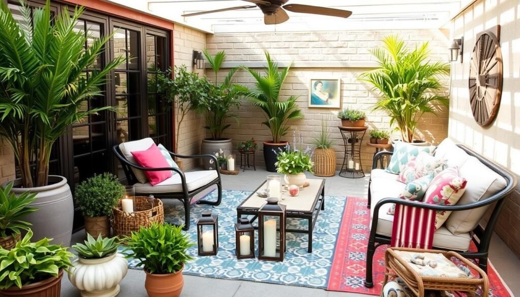 Beautifully styled outdoor living space with coordinated decor elements