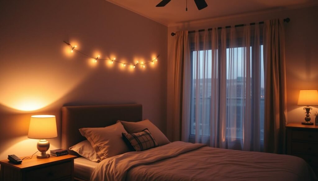 Bedroom with layered lighting creating ambiance in room decor bedroom design Bedroom with layered lighting creating ambiance in room decor bedroom design