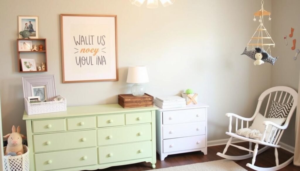 Budget-friendly baby room with DIY decor, upcycled furniture, and affordable accessories