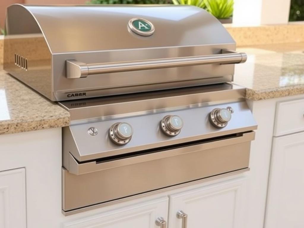 Built-in grill for simple outdoor kitchen