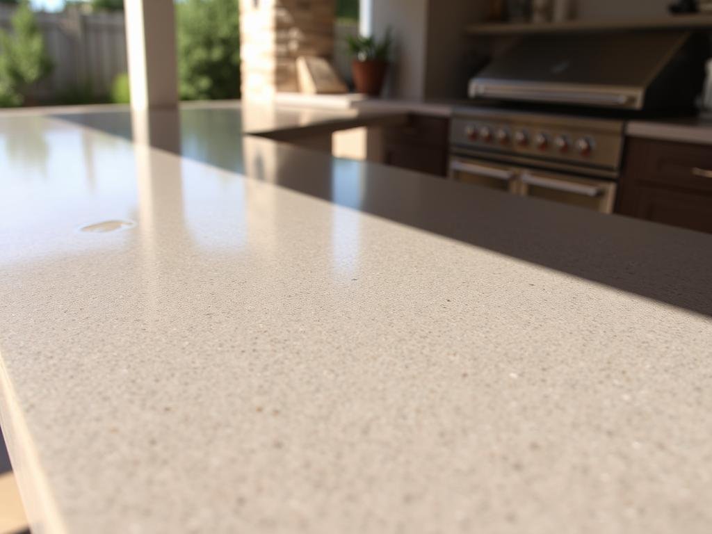 Close-up of sealed concrete countertop showing durability and weather resistance