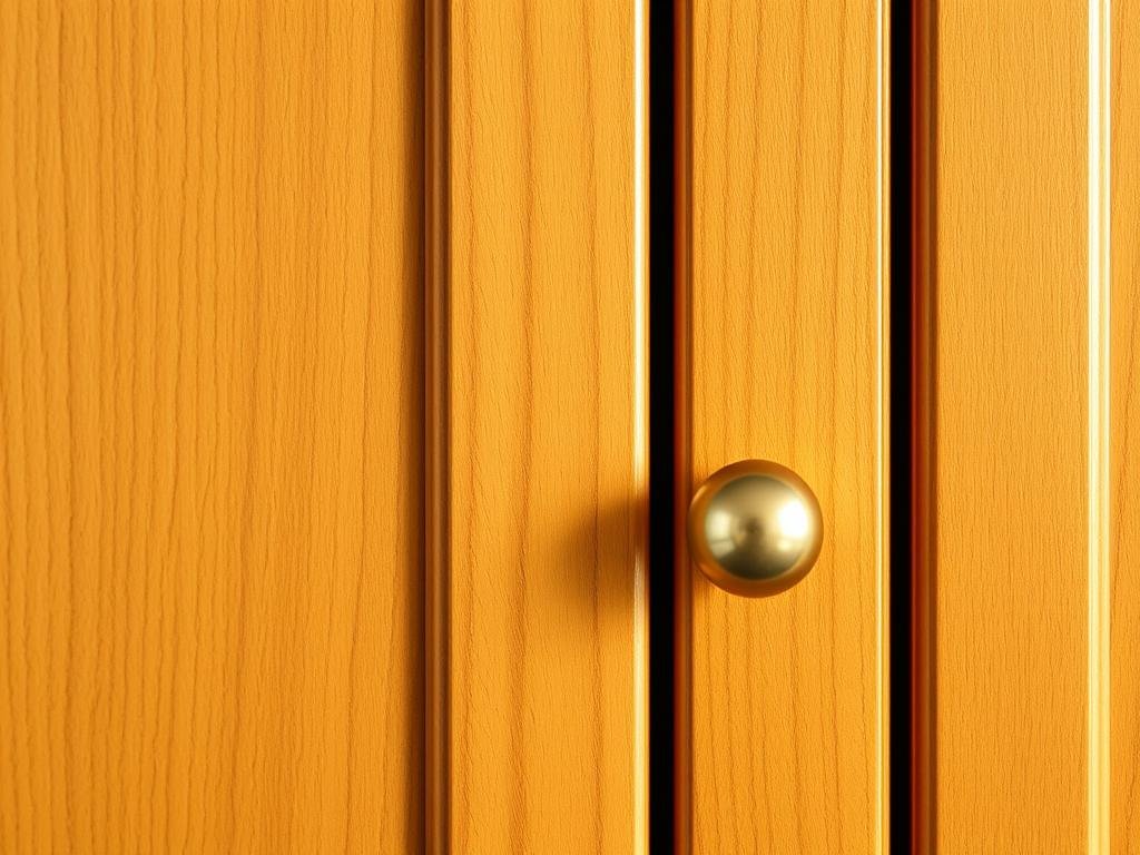 Close-up of warm wood cabinet finishes showing grain texture and hardware Close-up of warm wood cabinet finishes showing grain texture and hardware