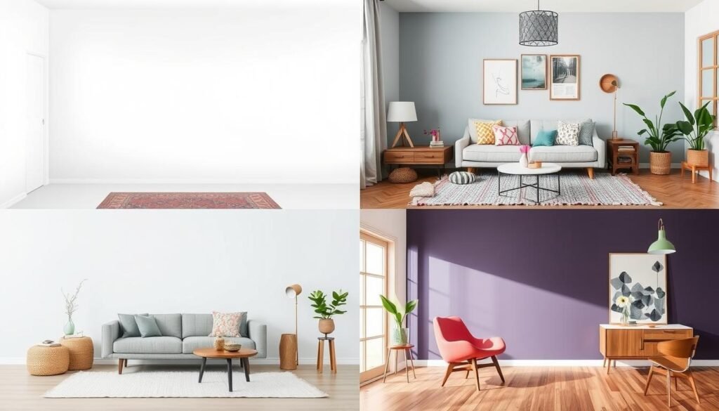 Collage showing different interior design styles