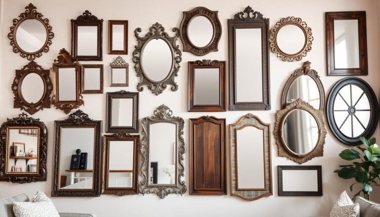 Collection of different mirror wall decor styles including vintage, modern, and rustic options