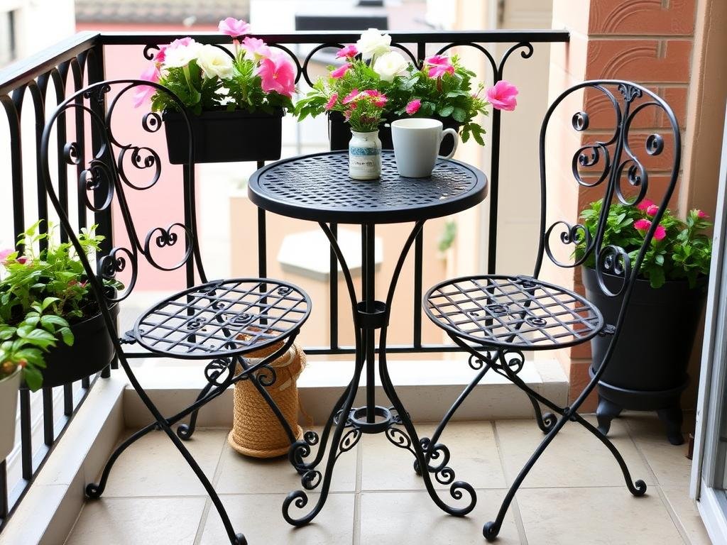 Compact bistro set perfect for small balconies and patios