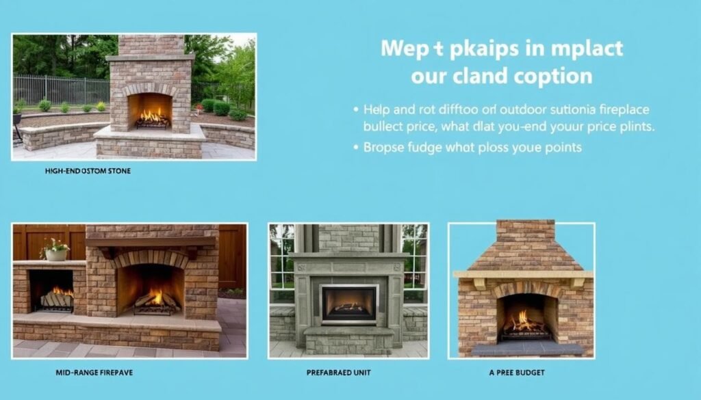Comparison of different outdoor fireplace options at various price points
