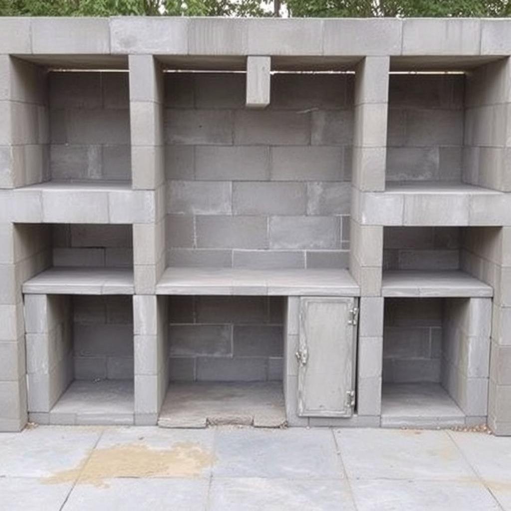 Concrete block frame for outdoor kitchen