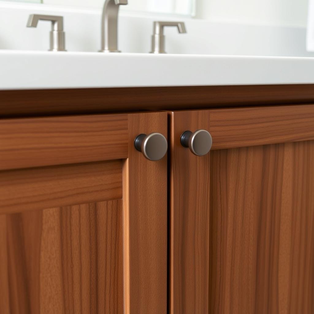 Custom wood vanity cabinet in master bathroom remodel Custom wood vanity cabinet in master bathroom remodel