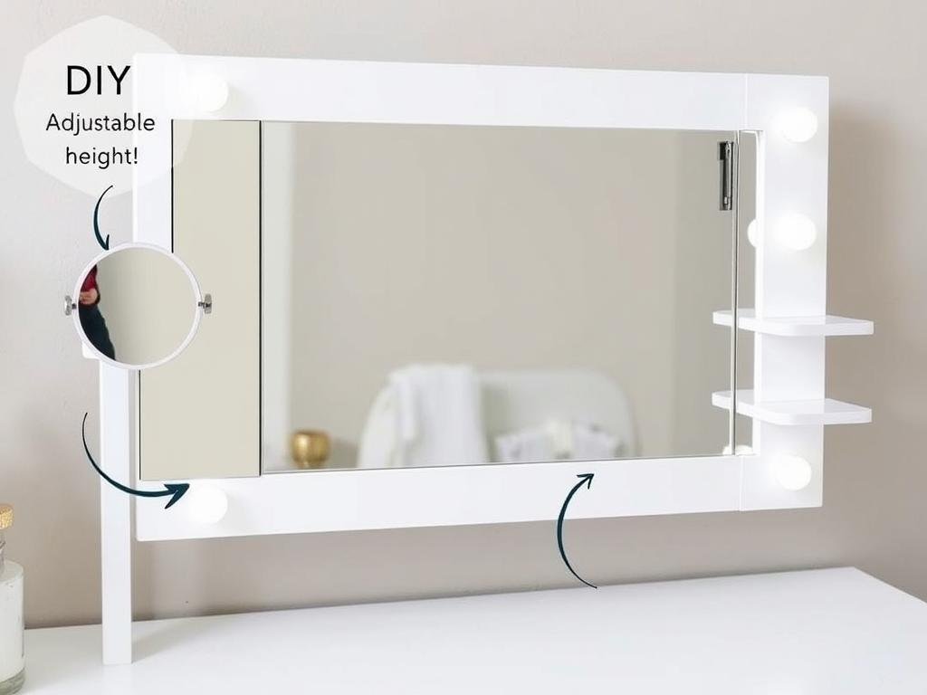 DIY adjustable vanity mirror with added magnification panel DIY adjustable vanity mirror with added magnification panel