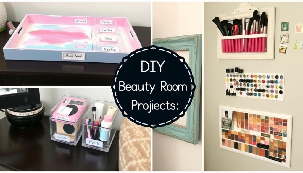 DIY beauty room projects including custom organizers and personalized decor