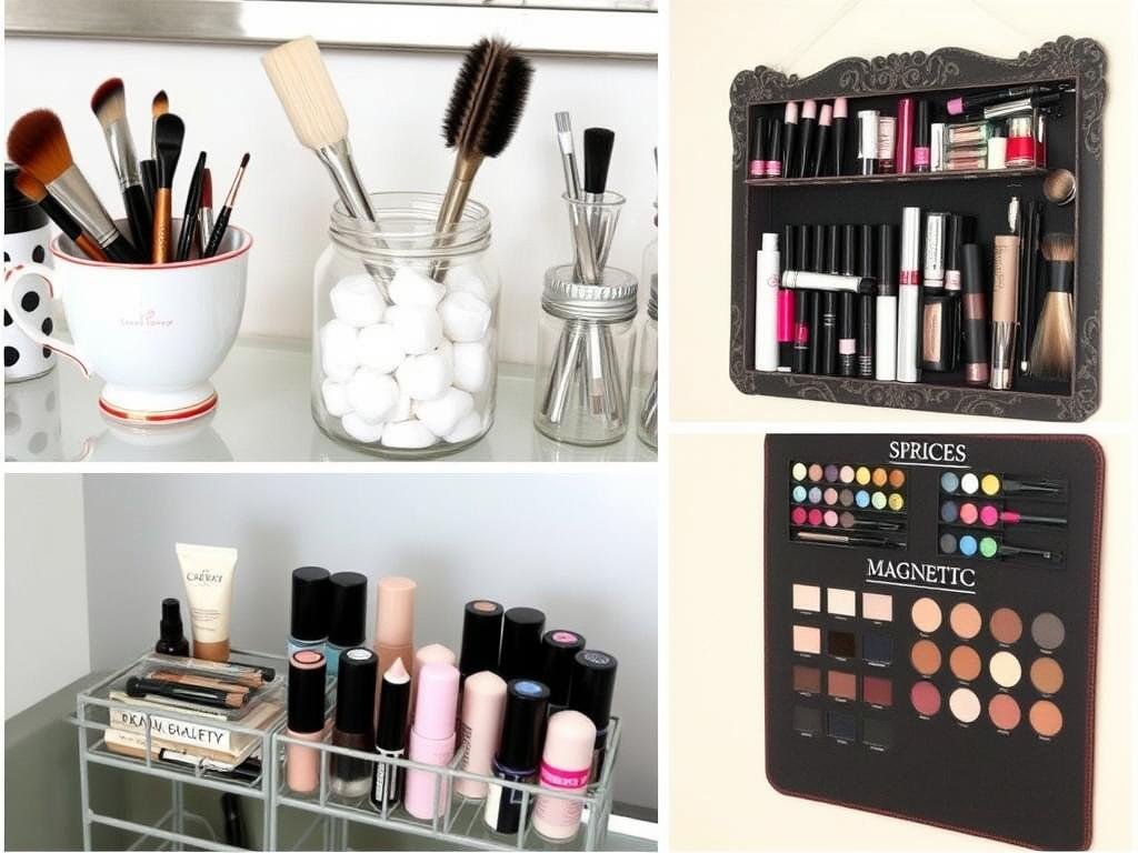 DIY beauty room storage solutions using repurposed items