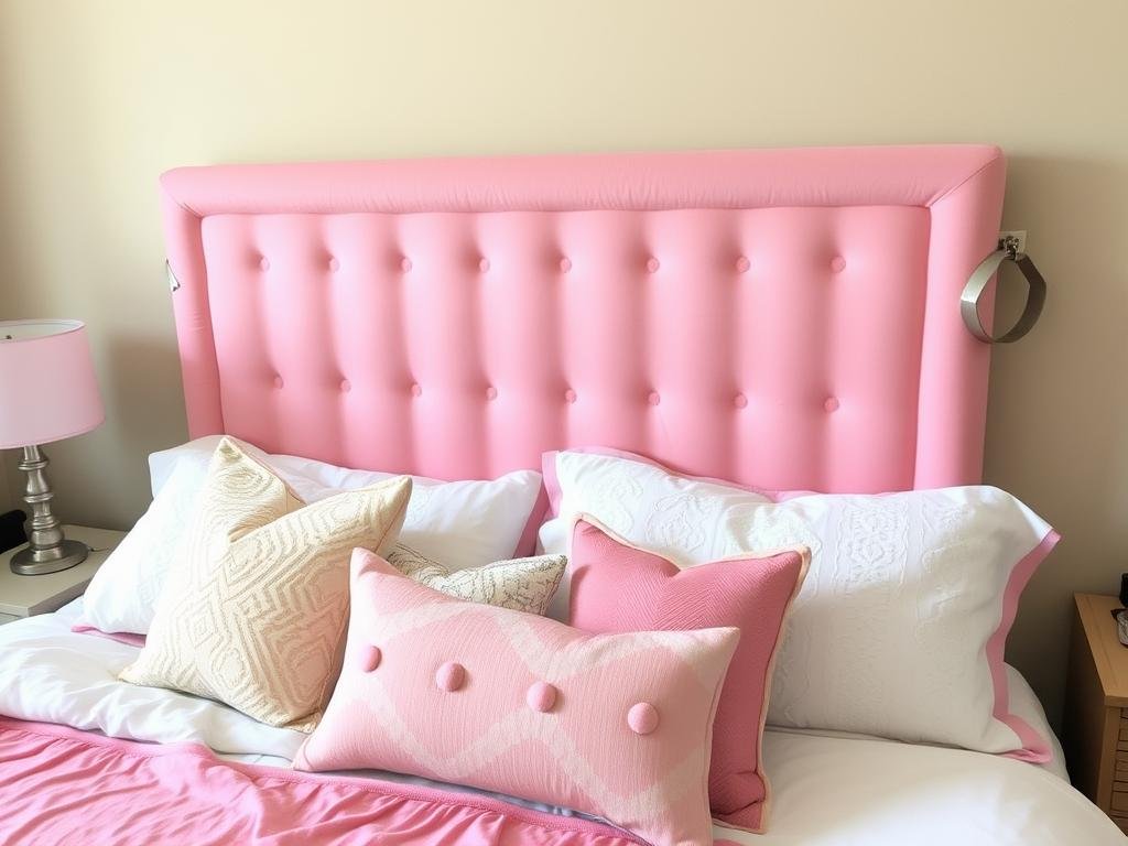 DIY dorm room headboard made with fabric-covered pool noodles DIY dorm room headboard made with fabric-covered pool noodles
