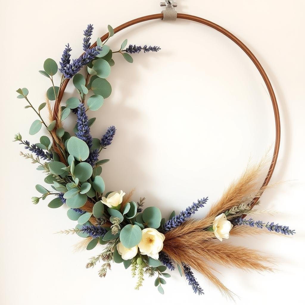 DIY dried flower wreath with preserved eucalyptus, lavender, and other botanicals DIY dried flower wreath with preserved eucalyptus, lavender, and other botanicals