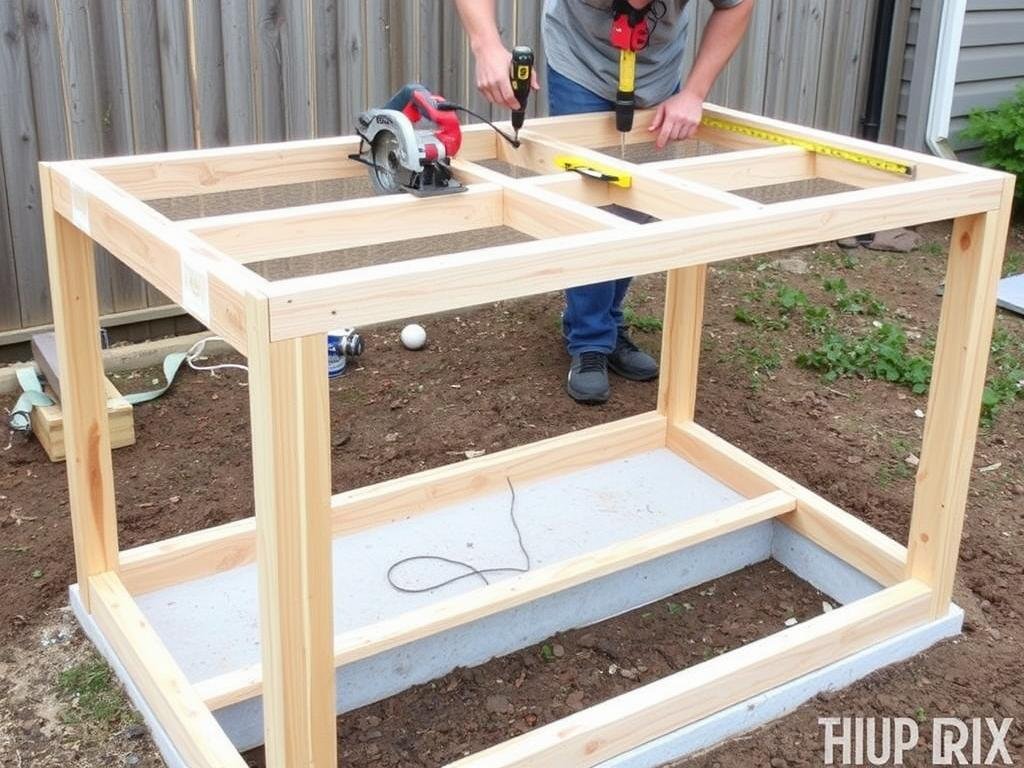 DIY outdoor kitchen frame construction