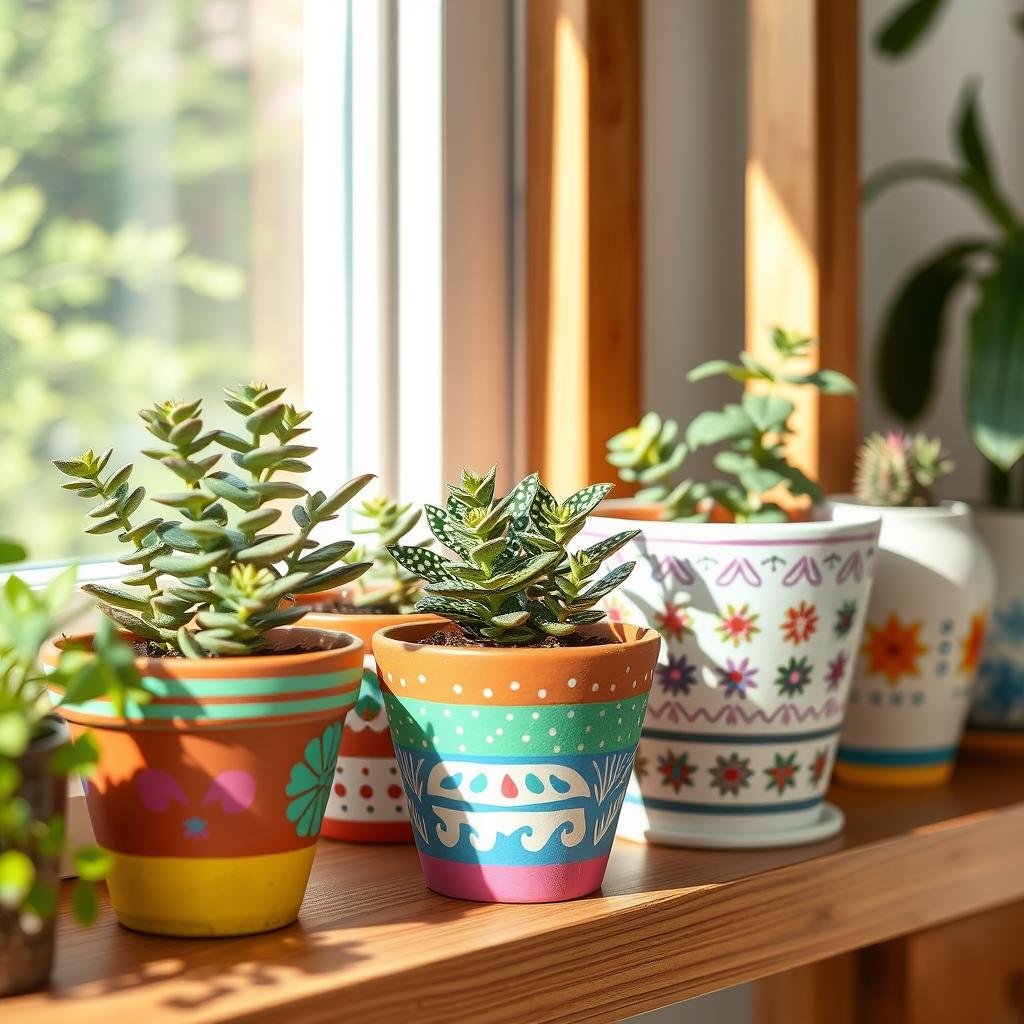 DIY painted plant pots with colorful patterns and designs DIY painted plant pots with colorful patterns and designs