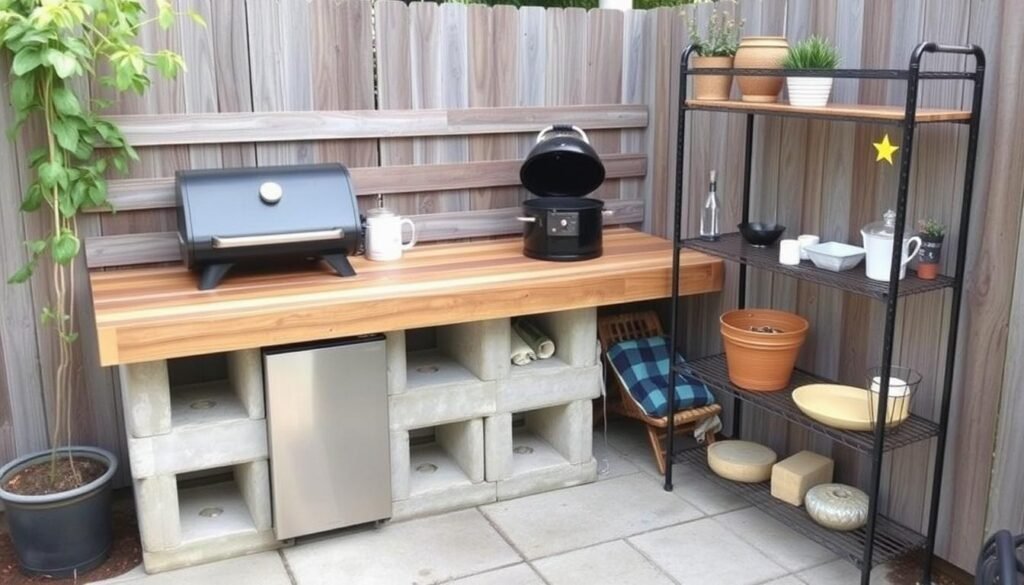 DIY small outdoor kitchen created with repurposed materials DIY small outdoor kitchen created with repurposed materials