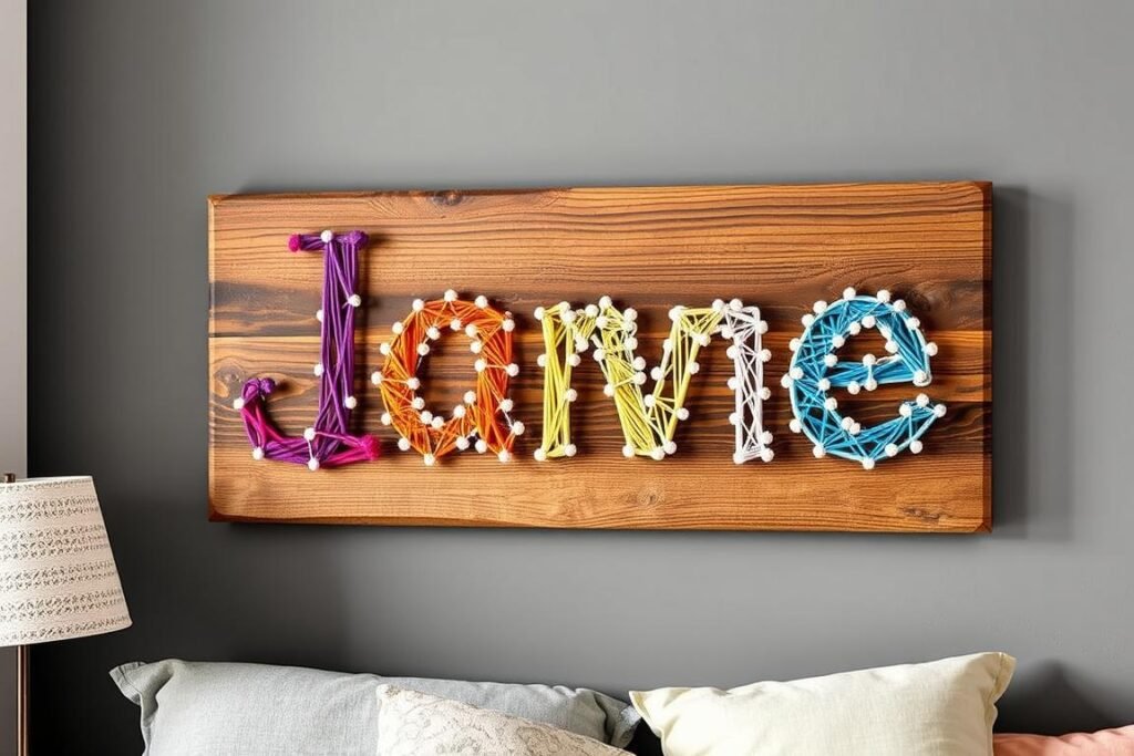 DIY string art name sign for teen bedroom wall decor DIY string art name sign for teen bedroom wall decor