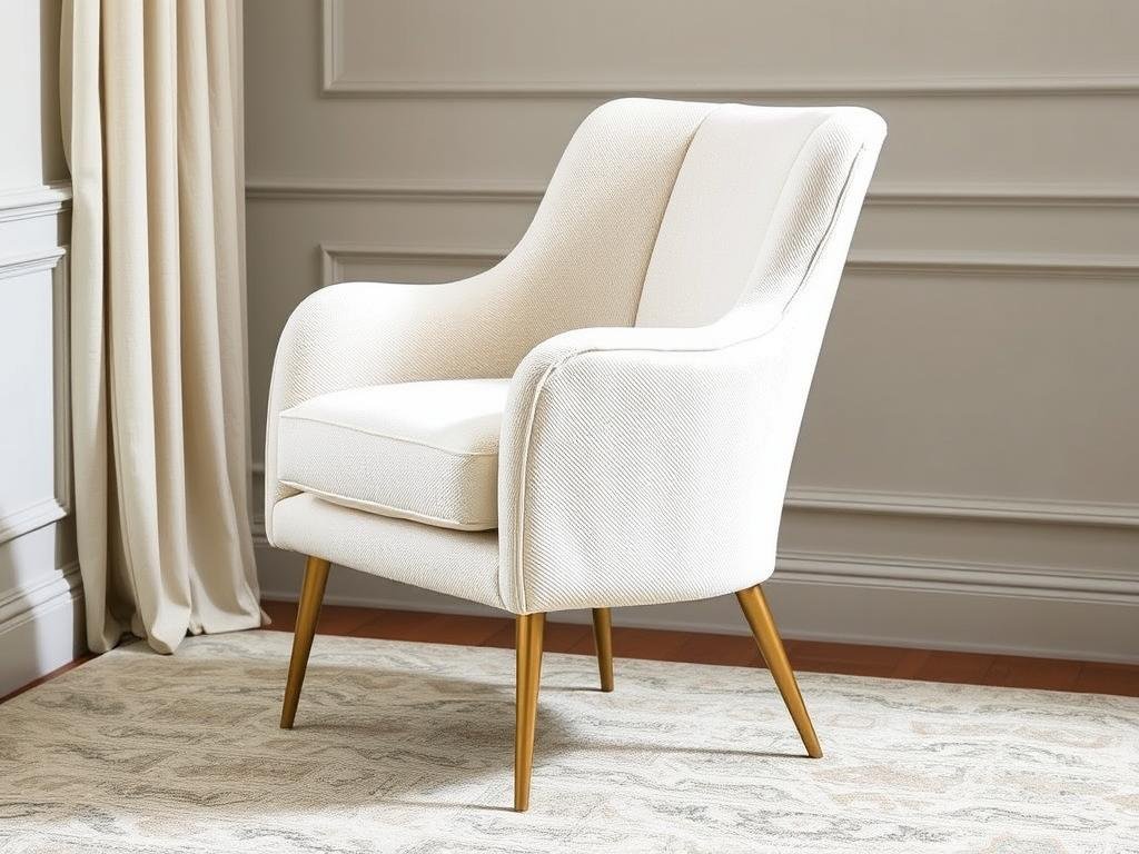 Elegant accent chair with unique silhouette and refined upholstery Elegant accent chair with unique silhouette and refined upholstery