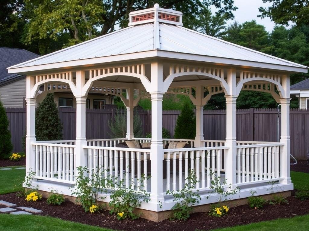 Elegant backyard gazebo with comfortable seating