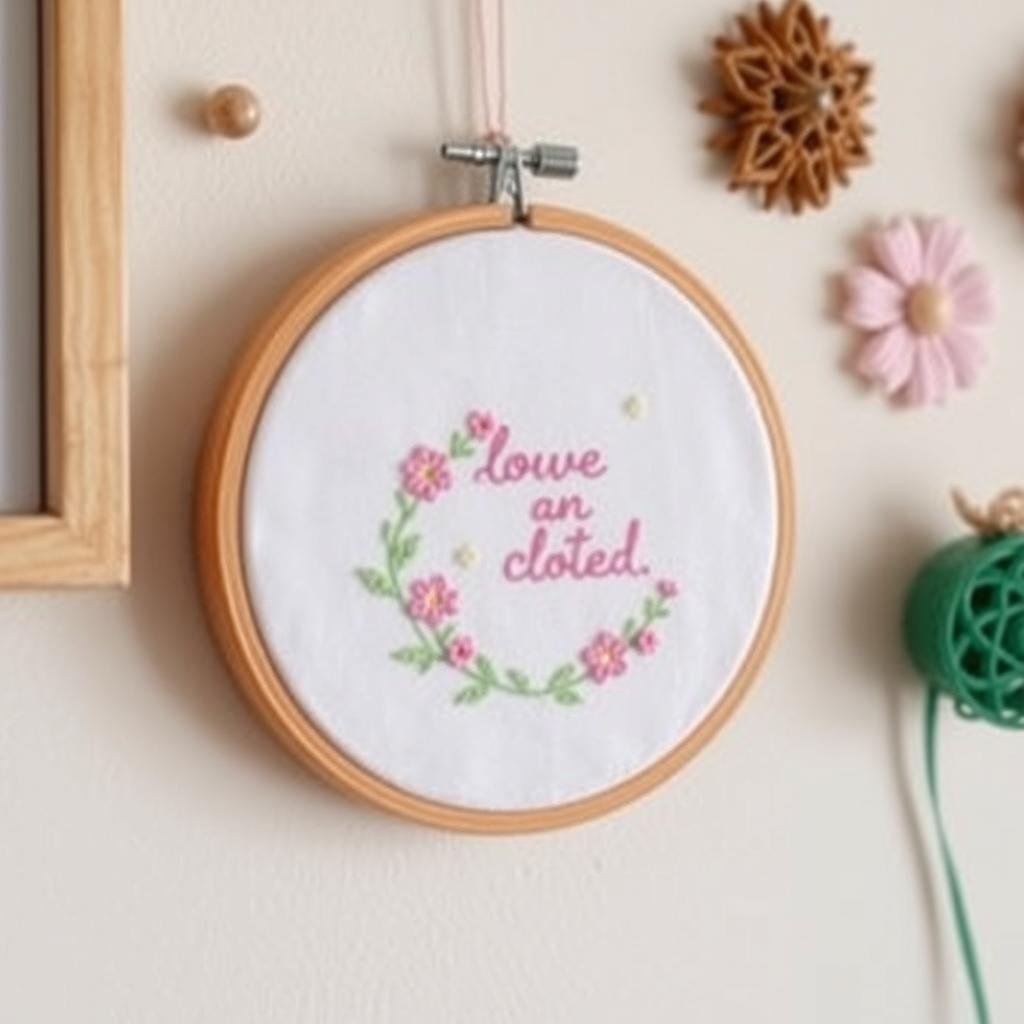 Embroidery hoop with simple floral design in pastel colors Embroidery hoop with simple floral design in pastel colors
