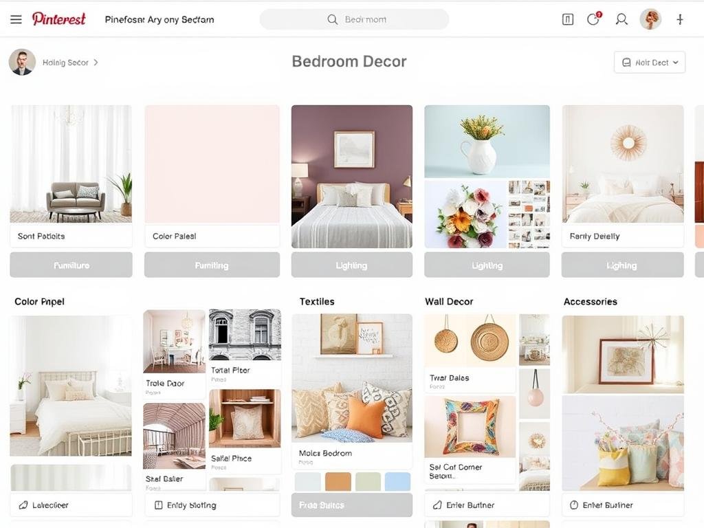 Example of well-organized Pinterest bedroom decor board with sections Example of well-organized Pinterest bedroom decor board with sections