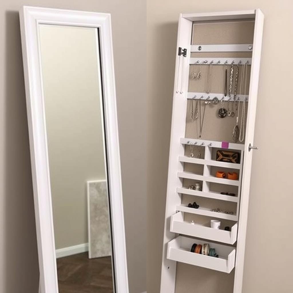 Full length mirror with hidden jewelry storage Full length mirror with hidden jewelry storage