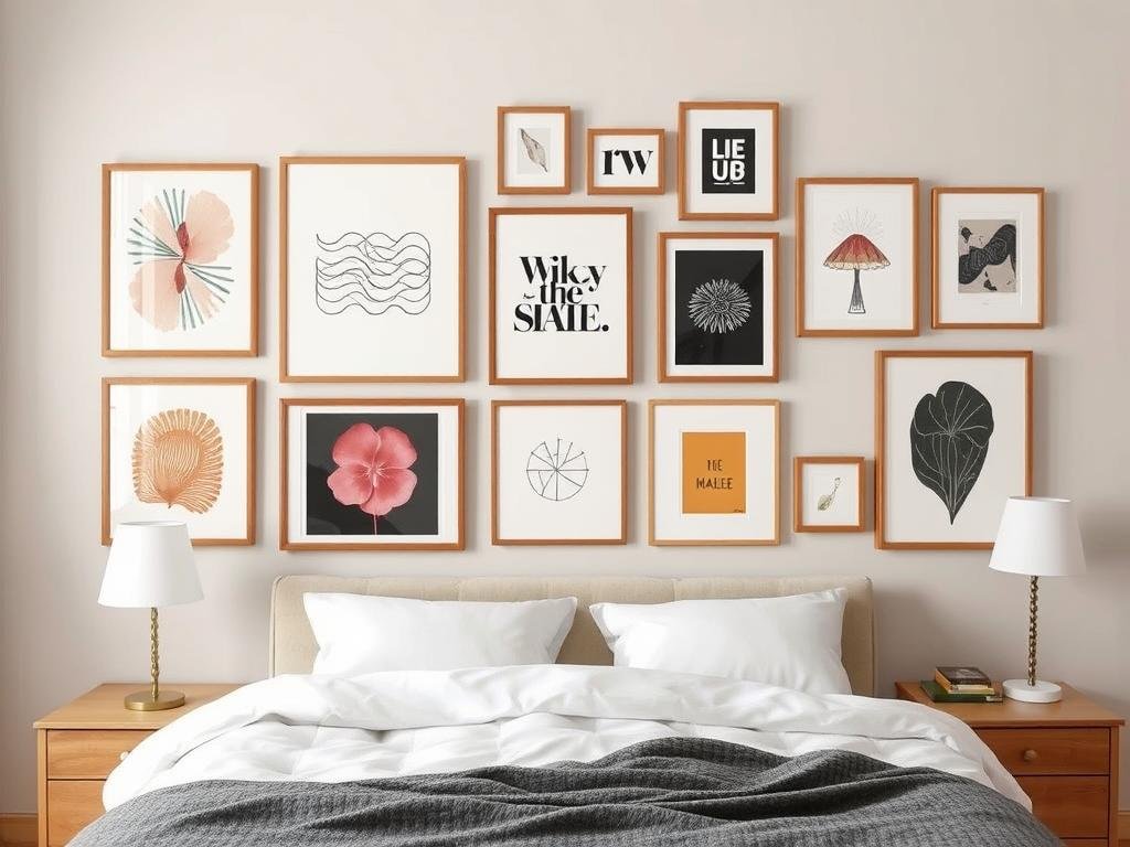 Gallery wall with framed digital art prints Gallery wall with framed digital art prints