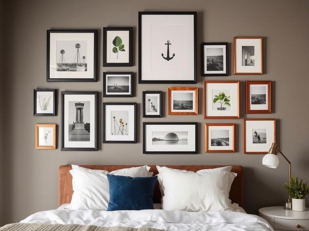 Gallery wall with mixed frames and art prints Gallery wall with mixed frames and art prints